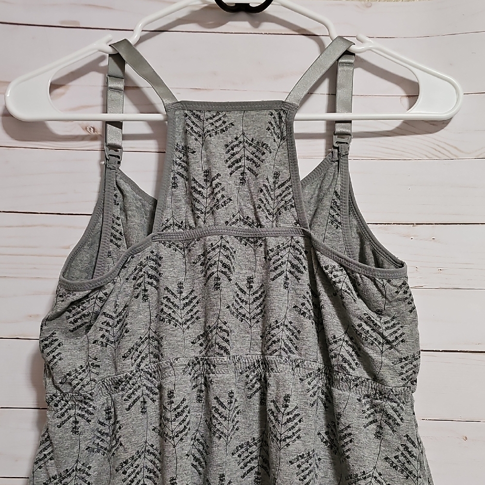 Gray Leaf Pattern Nursing Tank Top - Picture 7 of 8